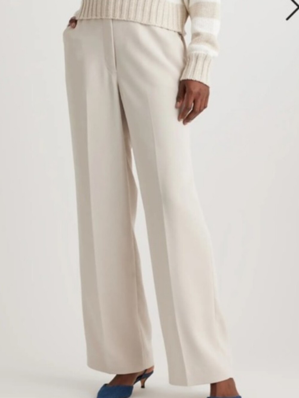 Quince Stretch Crepe Classic Trousers Sand NWT